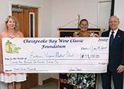 Chesapeake Bay Wine Classic Foundation presents check to EVMS