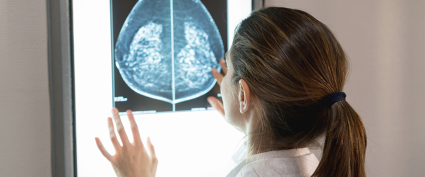 Breast Center_doctor examining breast cancer mammogram image