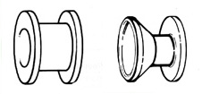 A black and white illustration of two types of ear tubes