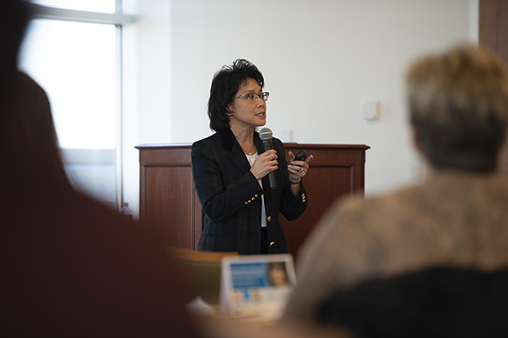 Dr. Cynthia Romero talks during a presentation to faculty.