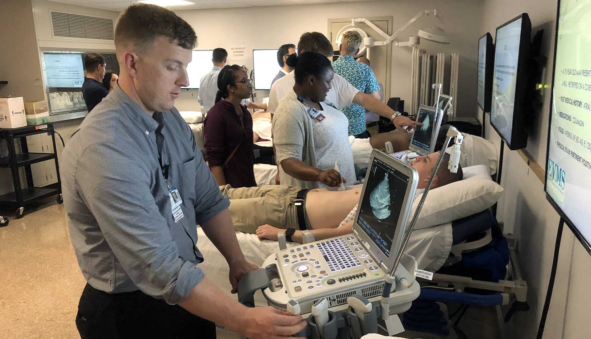 Ghent Family Medicine residents hone their ultrasound skills in the lab.