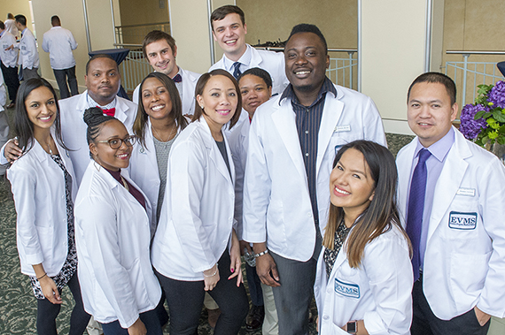 Physician Assistant students pose for a group photo at the White Coat Ceremony.