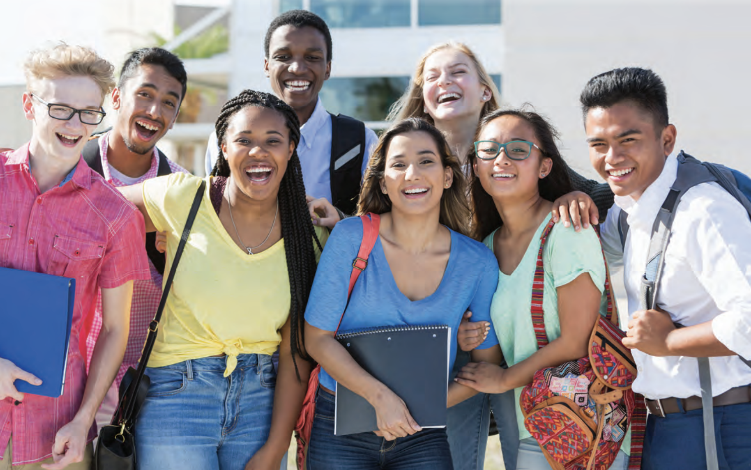 Teens in a group outside