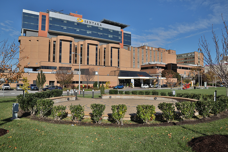 front of hospital and green space