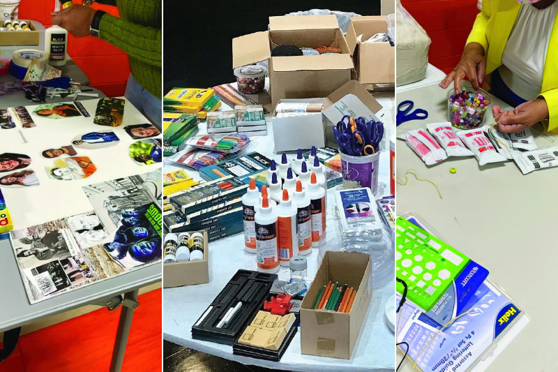 Collage of art materials supplies