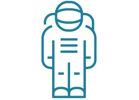 Line drawing of an astronaut of unknown gender