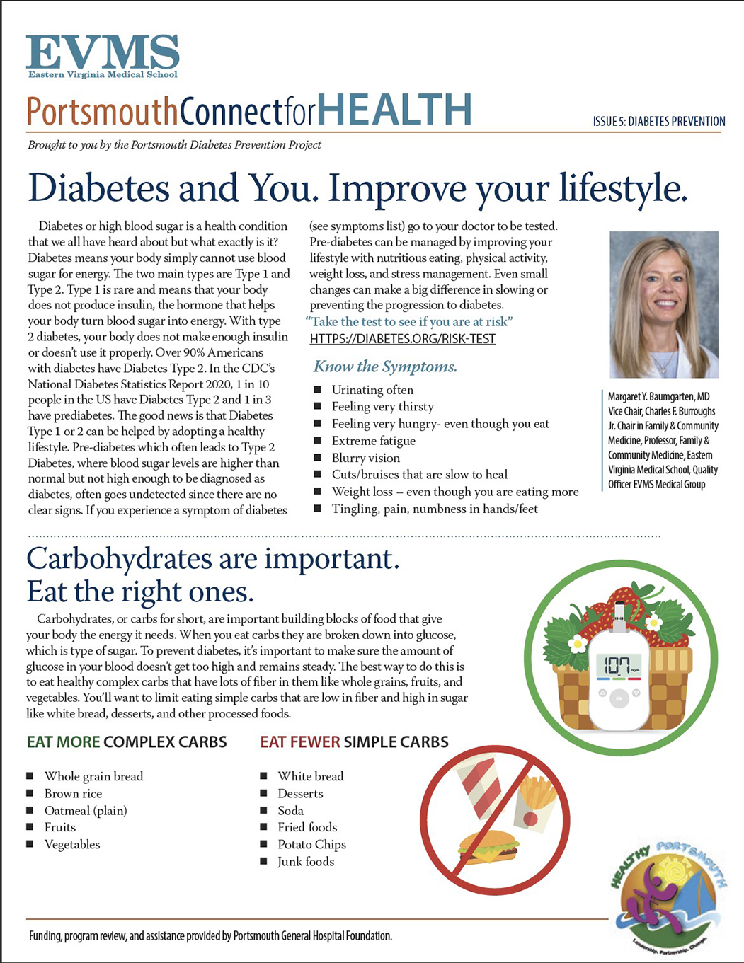Cover of a newsletter with the topic of Diabetes Prevention