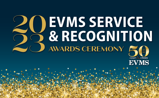 2023 EVMS Service and Recognition Awards Ceremony banner with 50th anniversary logo