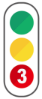 A figure of a traffic light with the number 