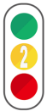 A figure of a traffic light with the number 