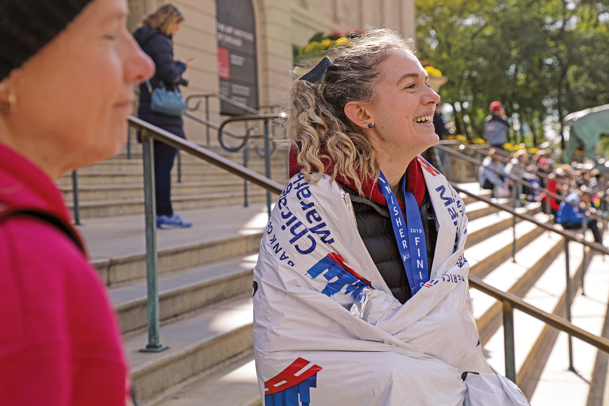 A side profile of Megan Cunningham after her race.