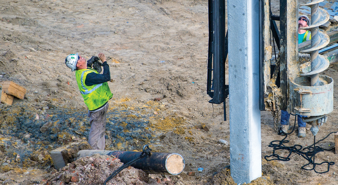 The building is supported by 675 piles that were each driven nearly 90 feet into the soil.
