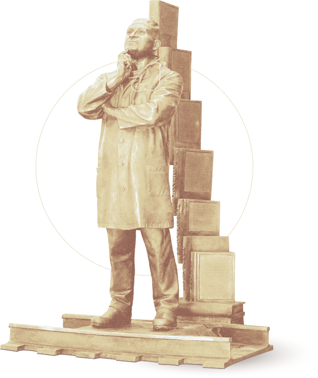 An illustration of the Dr. Britt statue