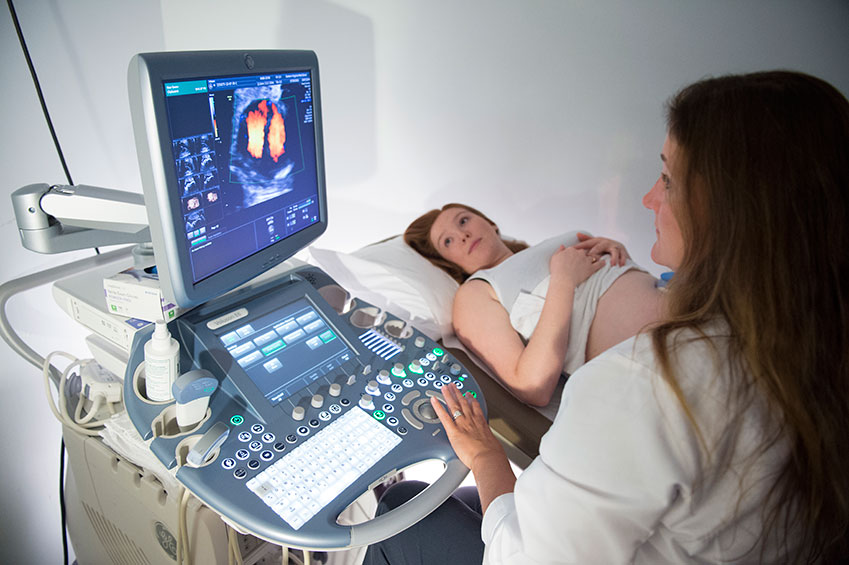 Technician performing an ultrasound