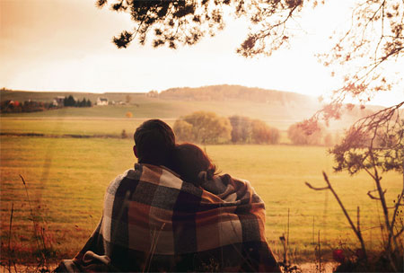 Couple watching sunset