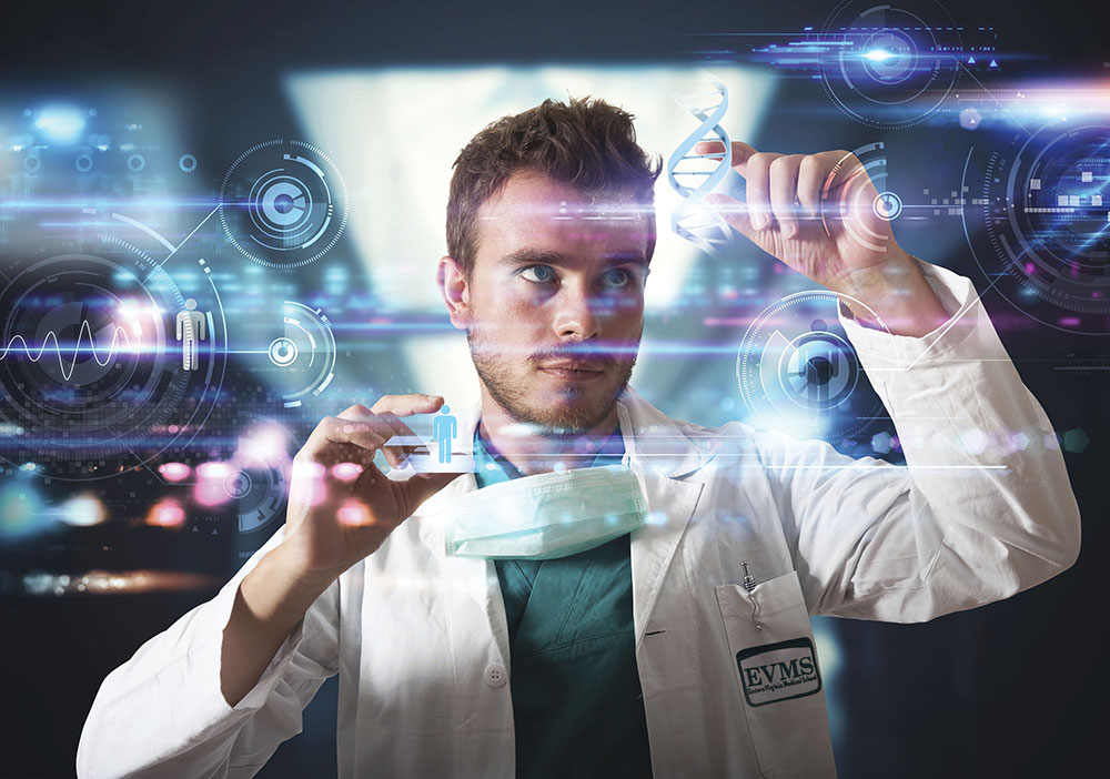 Mock up of doctor using hologram technology