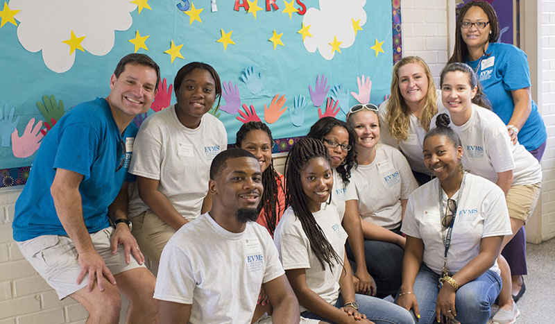 Eastern Virginia Medical School students give back to the community during Community Impact Day 2016 at P.B. Young Elementary School