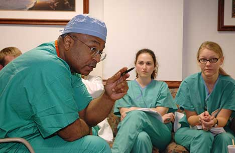 L.D. Britt today as he speaks with a room of surgical residents